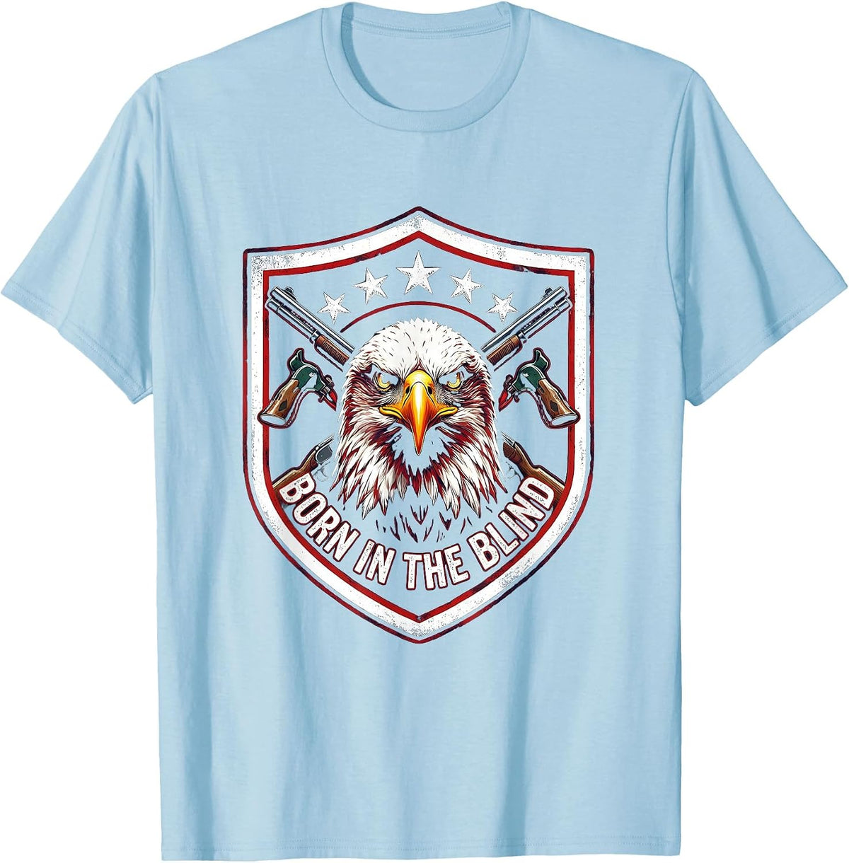 Men's Born in the Blind Duck Camo Hunting Design T-Shirt - Baby Blue