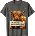 Mandated For Napping Funny Highland Cow Attitude Humor T-Shirt - Asphalt Grey