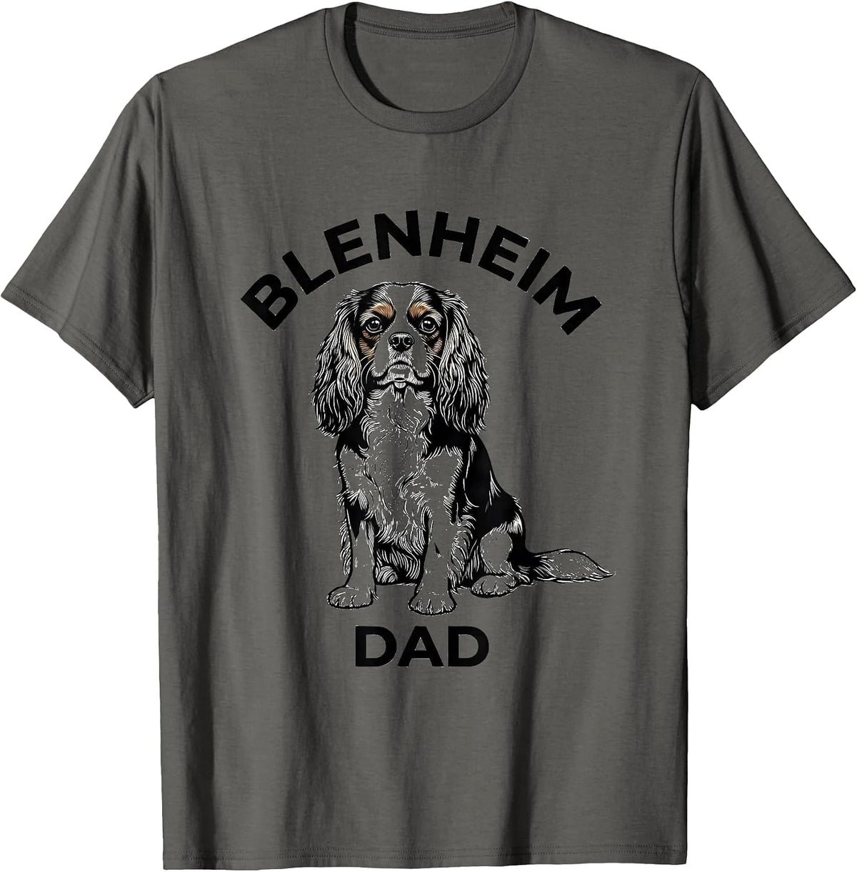 Men's Blenheim Dad Sentimental Cavalier King Charles Spaniel Dad T-Shirt - Asphalt Grey