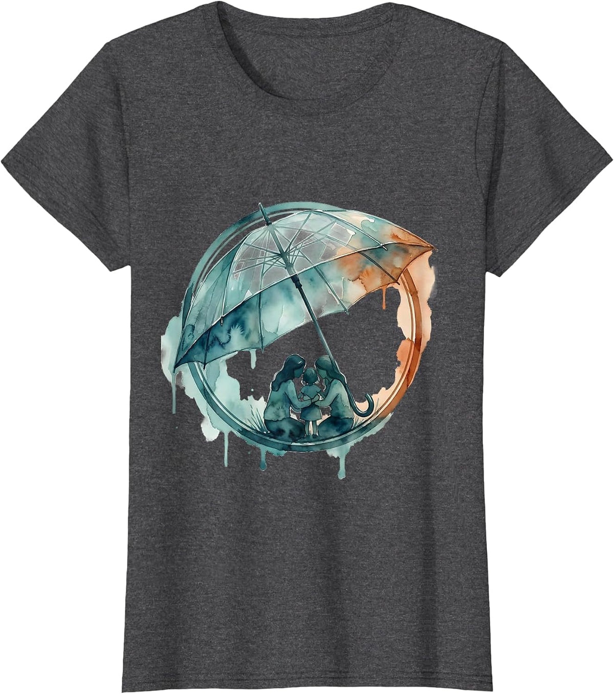 Women's Social Worker Umbrella Shelter Graphic Design T-Shirt - Dark Heather Grey