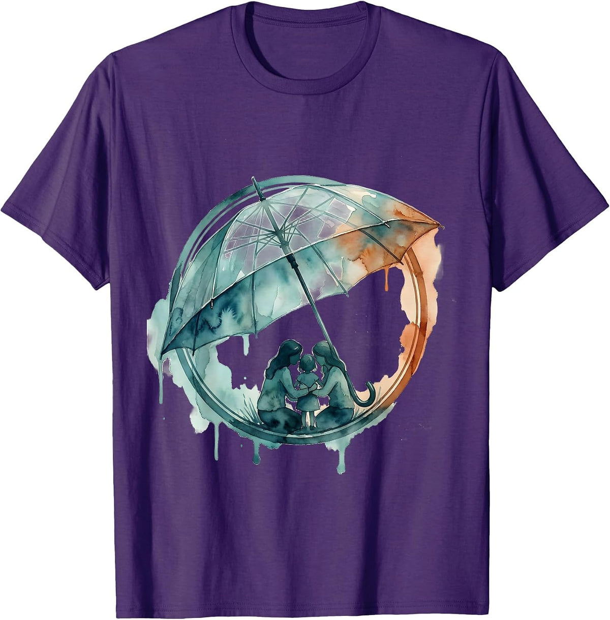 Men's Social Worker Umbrella Shelter Graphic Design T-Shirt - Purple