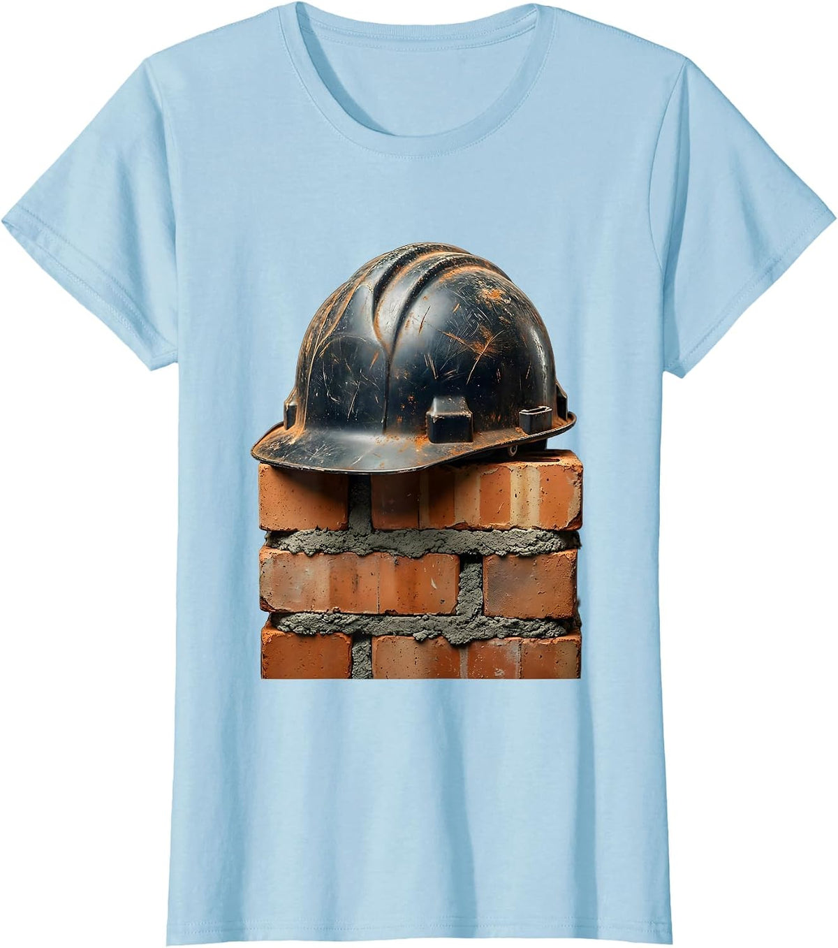 Women's Mason 67 Vintage Hard Hat and Bricks Graphic T-Shirt - Baby Blue