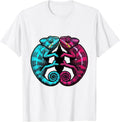 Men's Twin Day Chameleons Mirrored Reflection Design T-Shirt - White