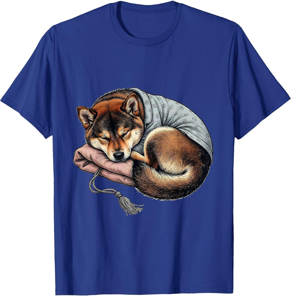 Men's Sleepy Shiba Inu Cute Pet Lover Cozy Gift T-Shirt - Royal Blue
