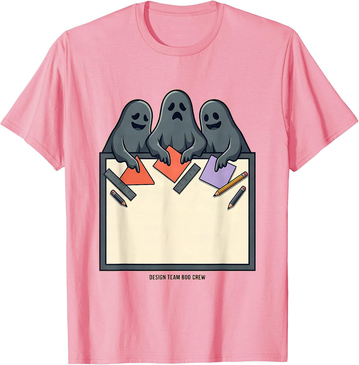 Men's Design Team Boo Crew Halloween Ghost Matching Squad T-Shirt - Pink