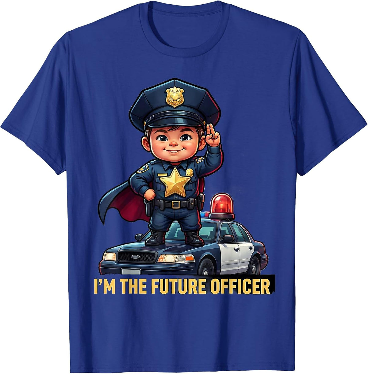 I'm The Future Officer Cartoon Toddler Police Officer T-Shirt - Royal Blue