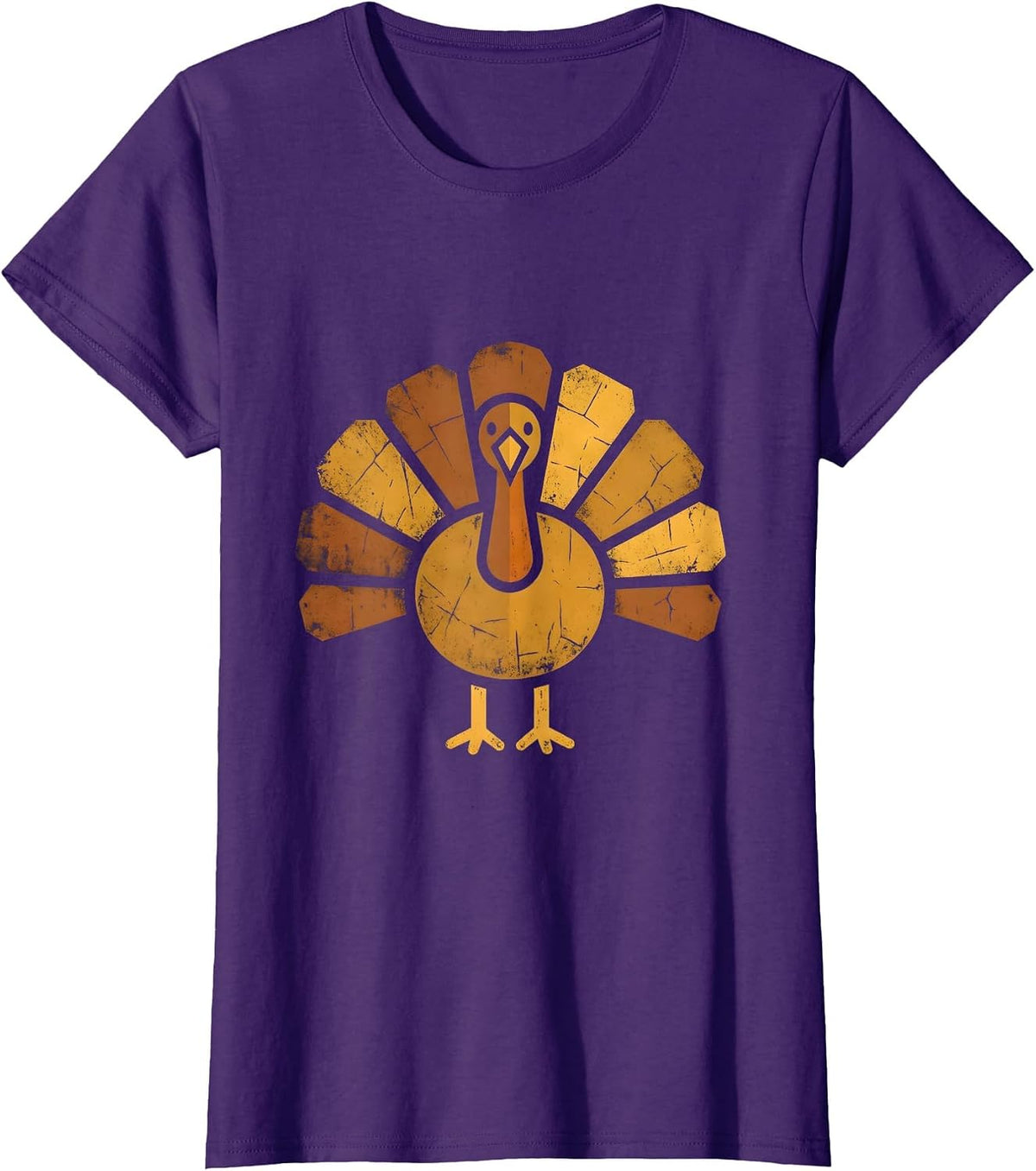 Women's Wild Turkey Fan Tail Feathers Proud Display T-Shirt - Purple