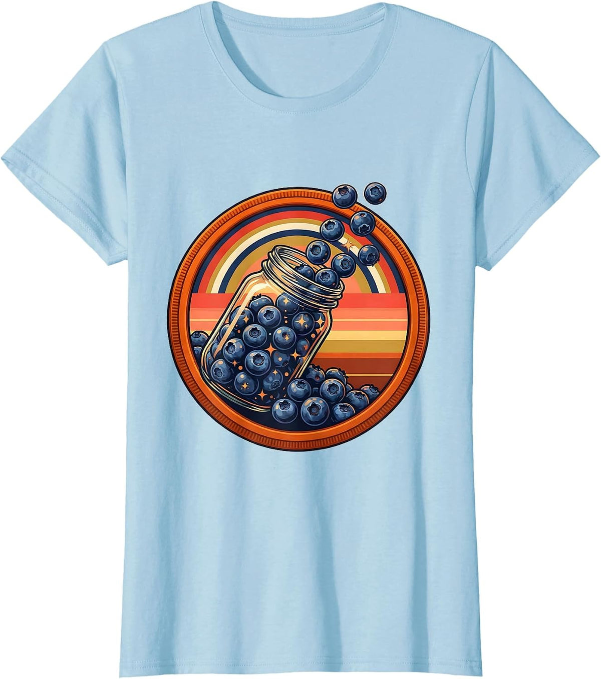 Women's Patriotic Blueberries Tumbling Mason Jar T-Shirt - Baby Blue