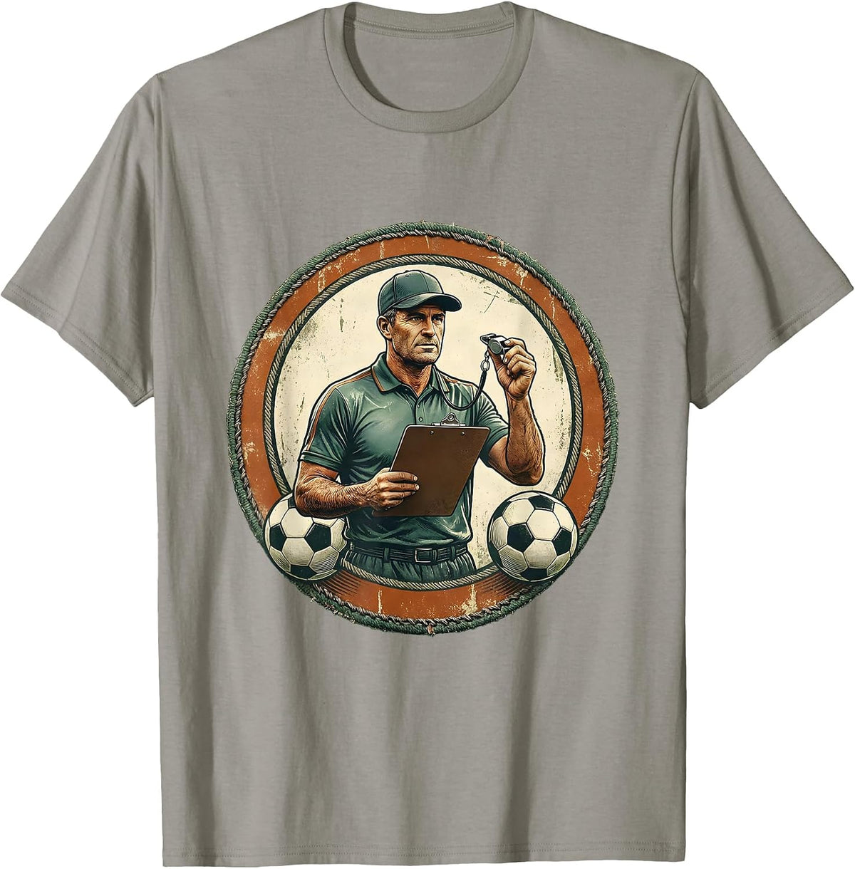 Men's Soccer Dad Coaching Clipboard and Whistle Graphic T-Shirt - Slate Grey