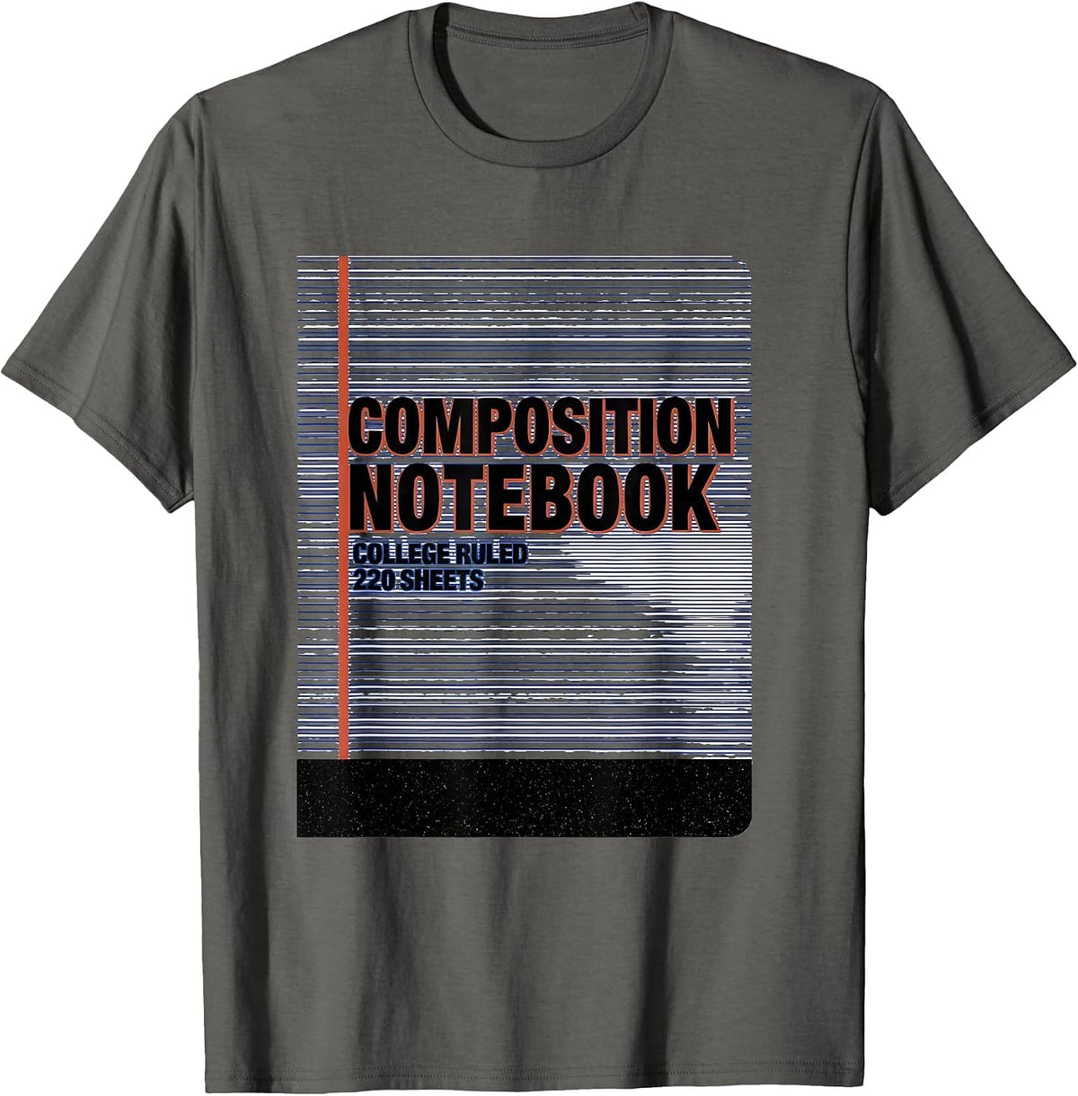Men's Composition Notebook College Ruled 220 Sheets Teacher T-Shirt - Asphalt Grey