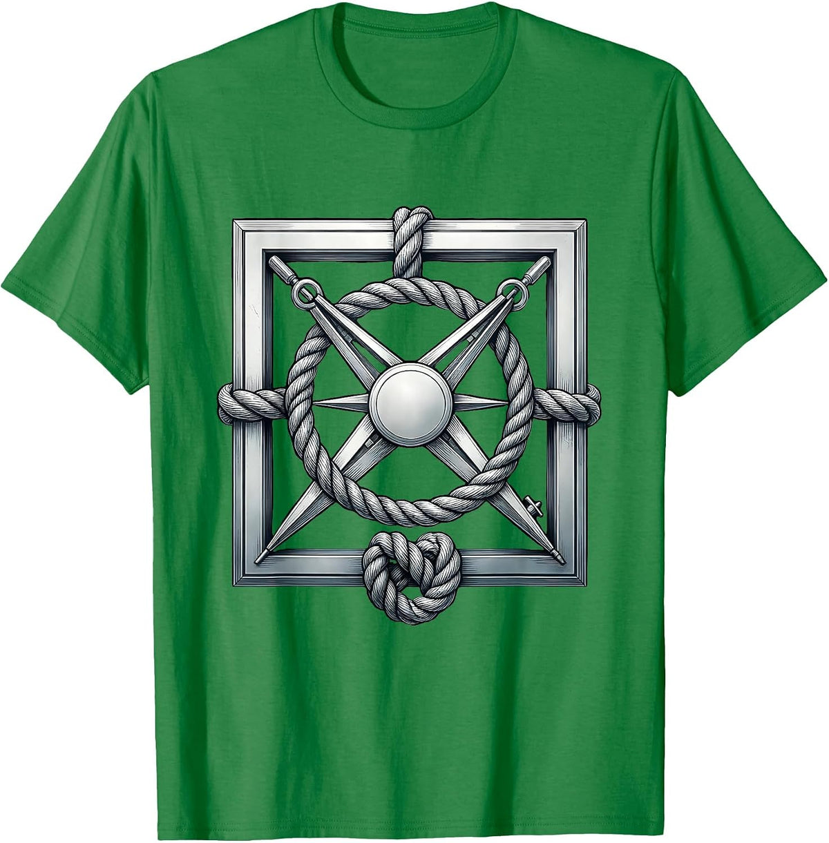 Men's Square And Compass Masonic Brotherhood Pride Freemason T-Shirt - Kelly Green