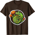 Men's Mexican Chameleon Blooming Cactus Illustration T-Shirt - Brown
