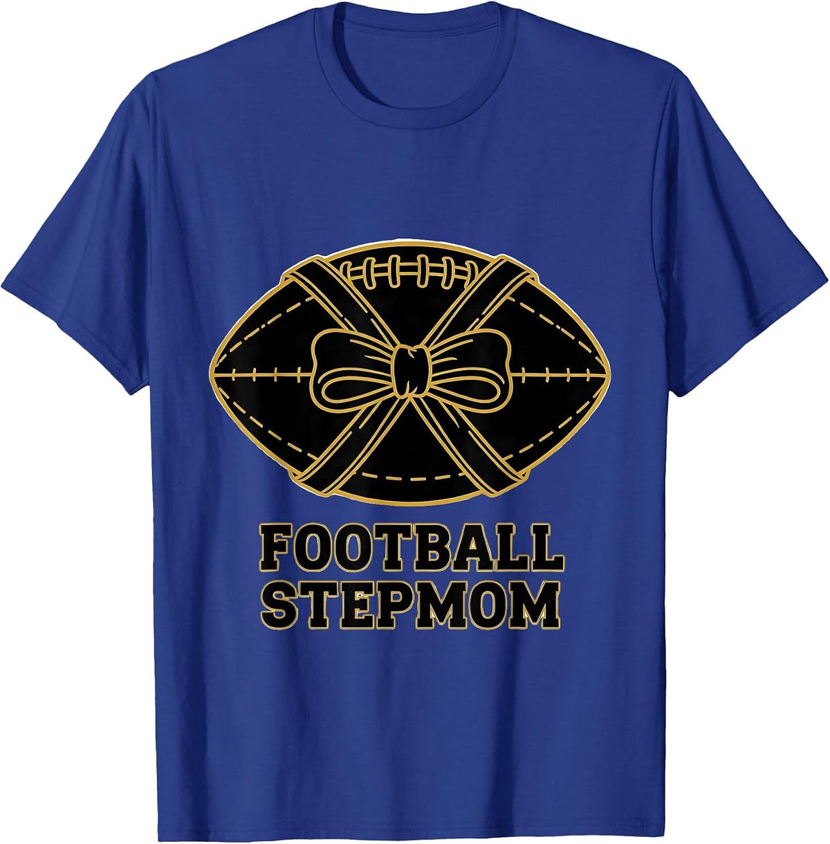 Football Stepmom Coquette Bow Game Day Team Spirit T-Shirt - Royal Blue