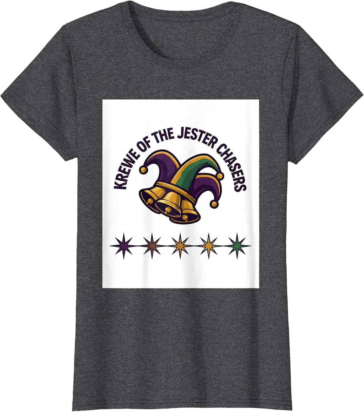 Women's Krewe Of The Jester Chasers Mardi Gras Party Humor Carnival T-Shirt - Dark Heather Grey