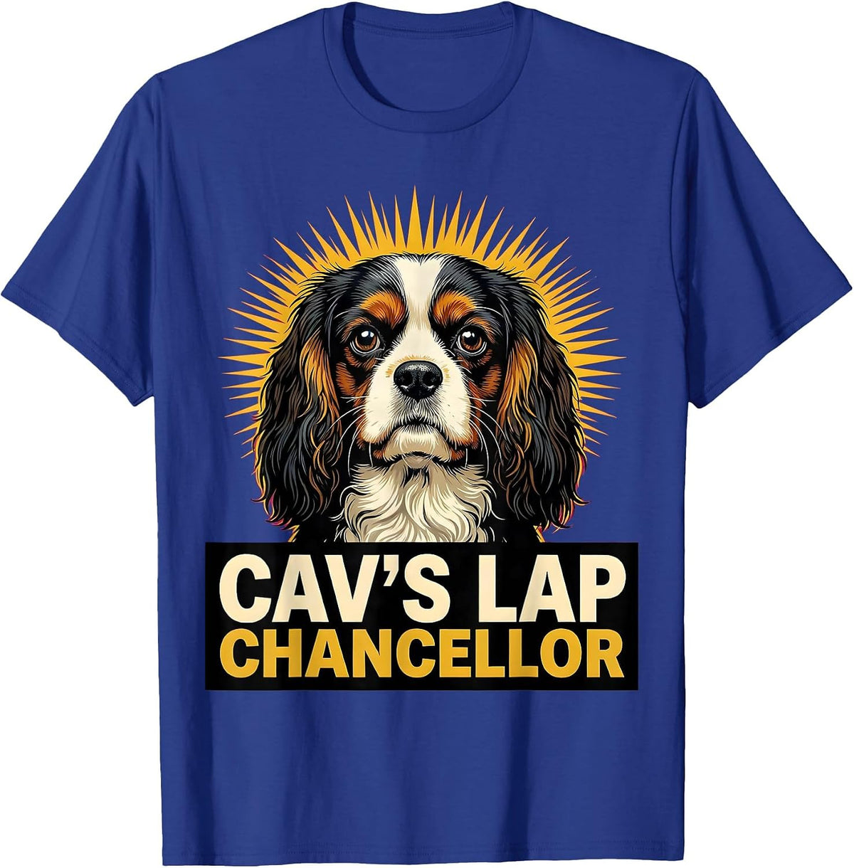 Men's Cav's Lap Chancellor Pop Art Cavalier King Charles Spaniel T-Shirt - Royal Blue