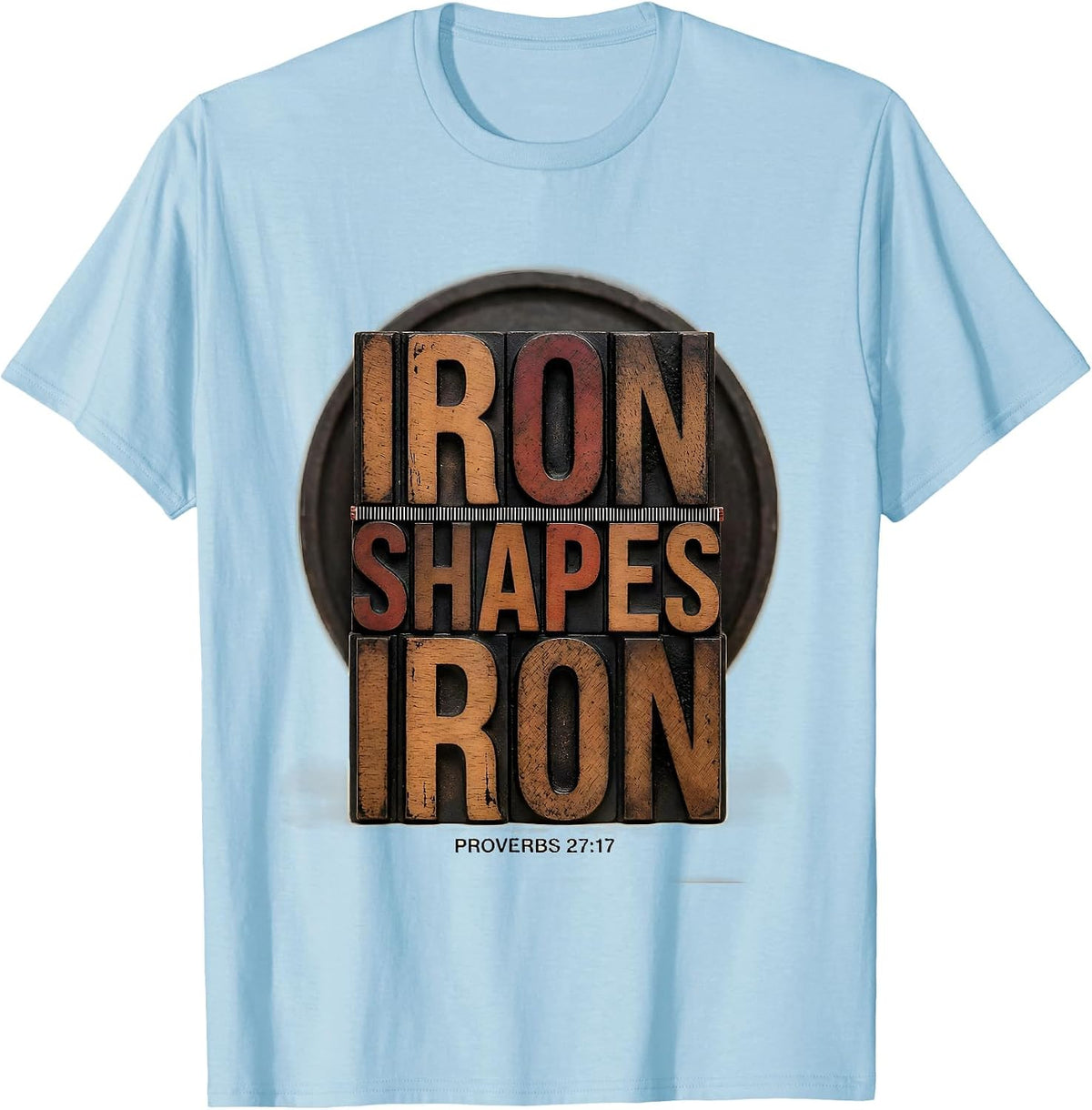 Men's Iron Shapes Iron Proverbs 27:17 Christian Men Gym Workout T-Shirt - Baby Blue