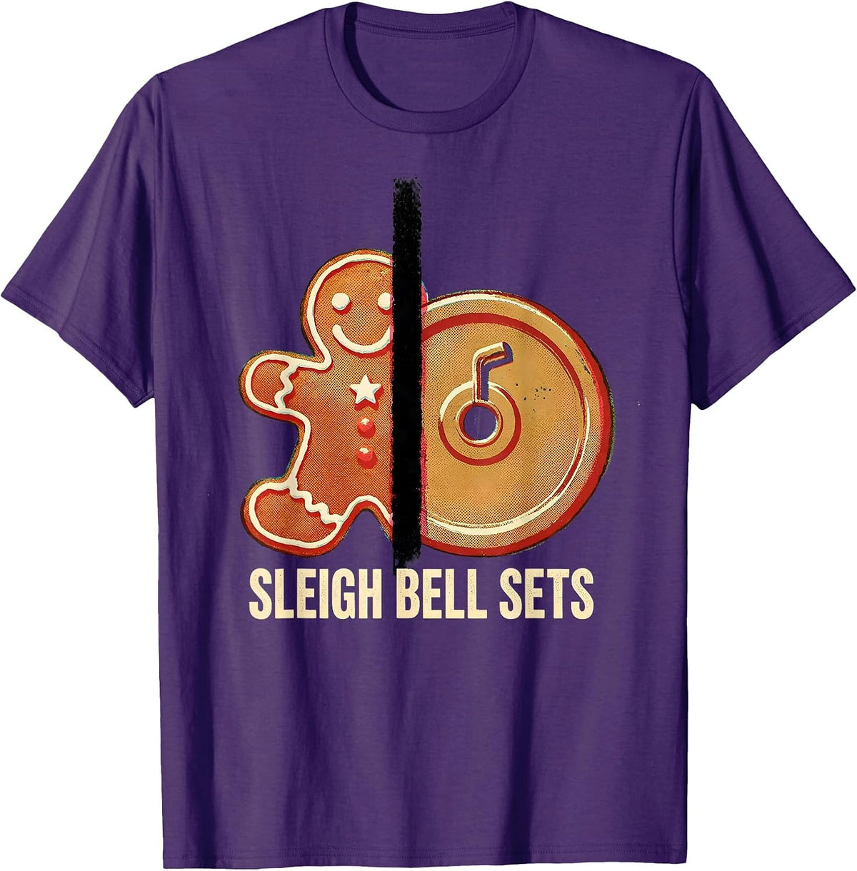 Sleigh Bell Sets Funny Christmas Gym Workout Weightlifting T-Shirt - Purple