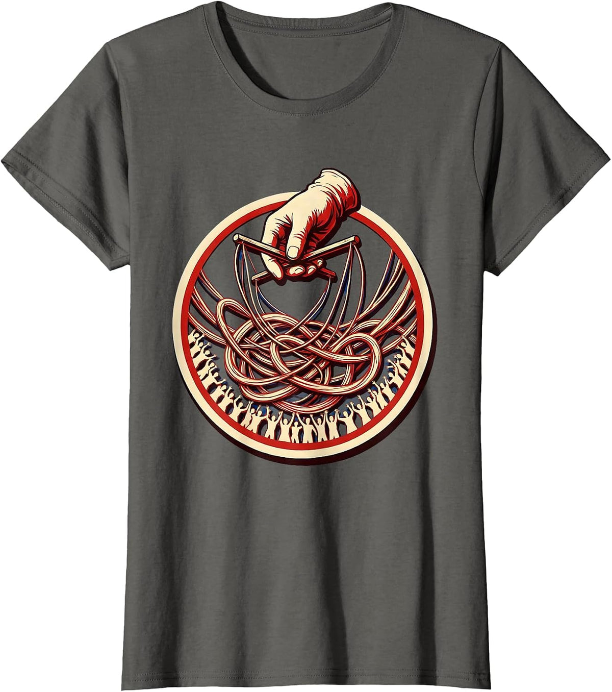 Women's Chaos Coordinator Puppet Master Graphic Tee T-Shirt - Asphalt Grey
