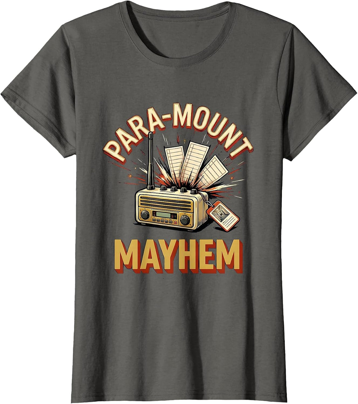 Women's Para-Mount Mayhem Funny Paraprofessional Paraeducator T-Shirt - Asphalt Grey