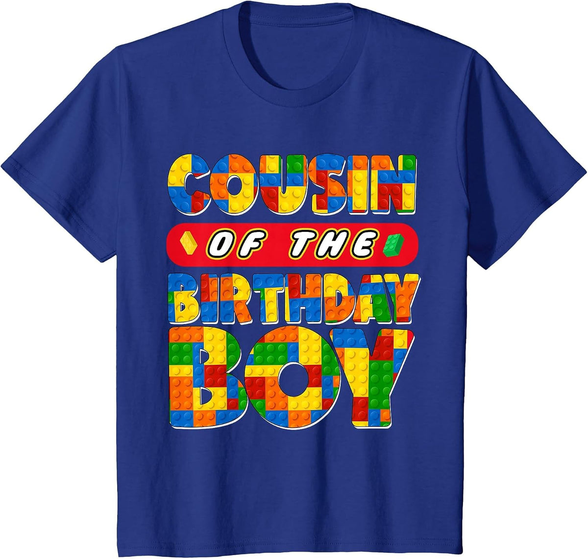 Cousin Birthday Boy Building Bricks Family Party Decor T-Shirt - Royal Blue