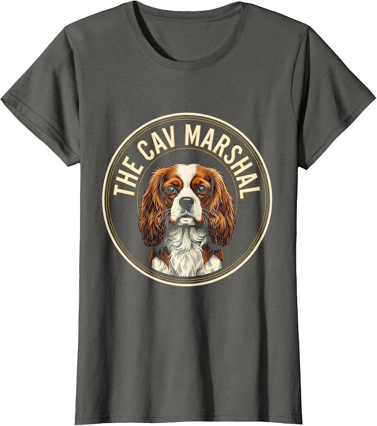 Women's The Cav Marshal Cavalier King Charles Spaniel Owner Funny T-Shirt - Asphalt Grey