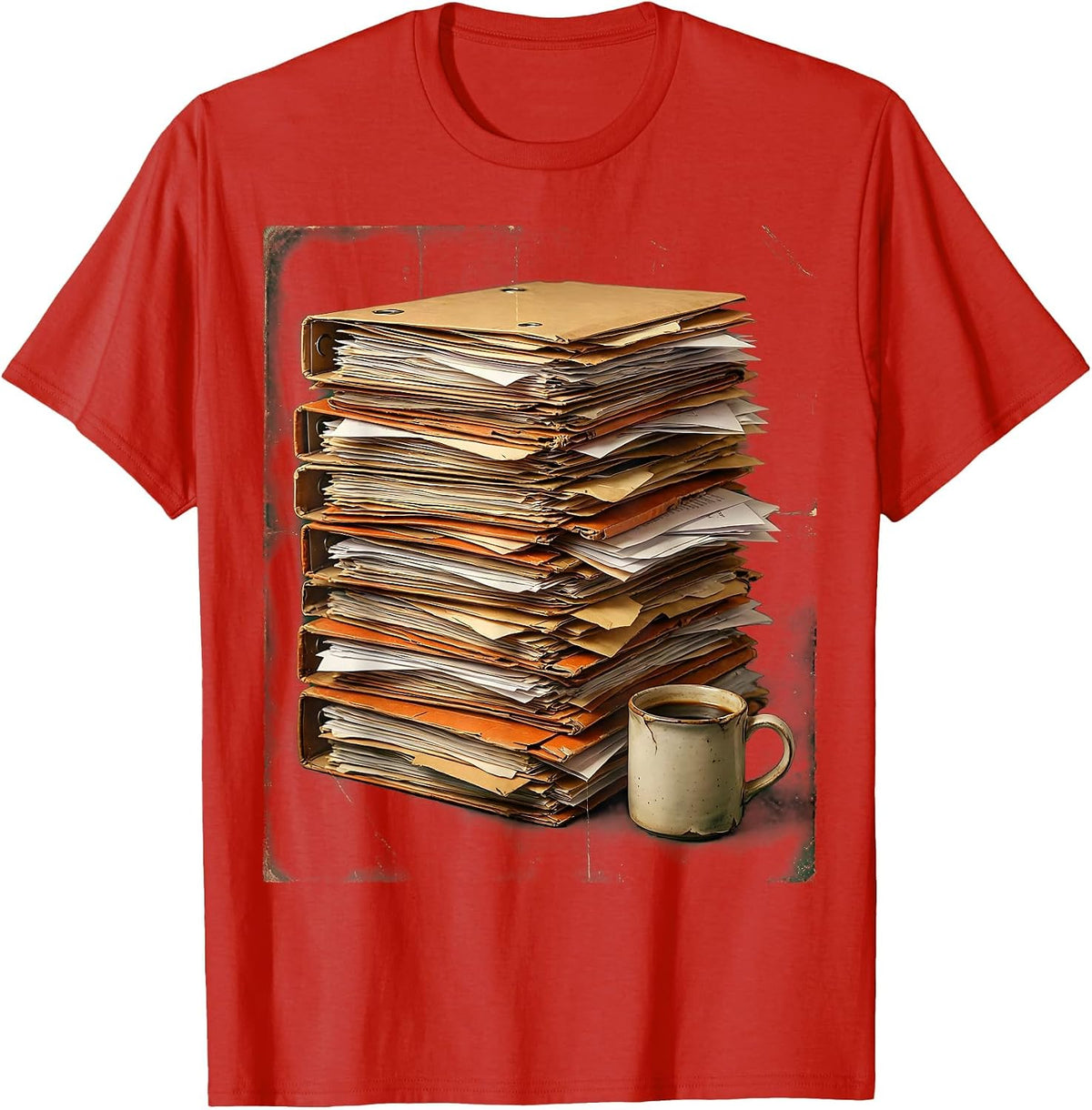 Men's Social Worker Case Files Coffee Graphic T-Shirt - Red