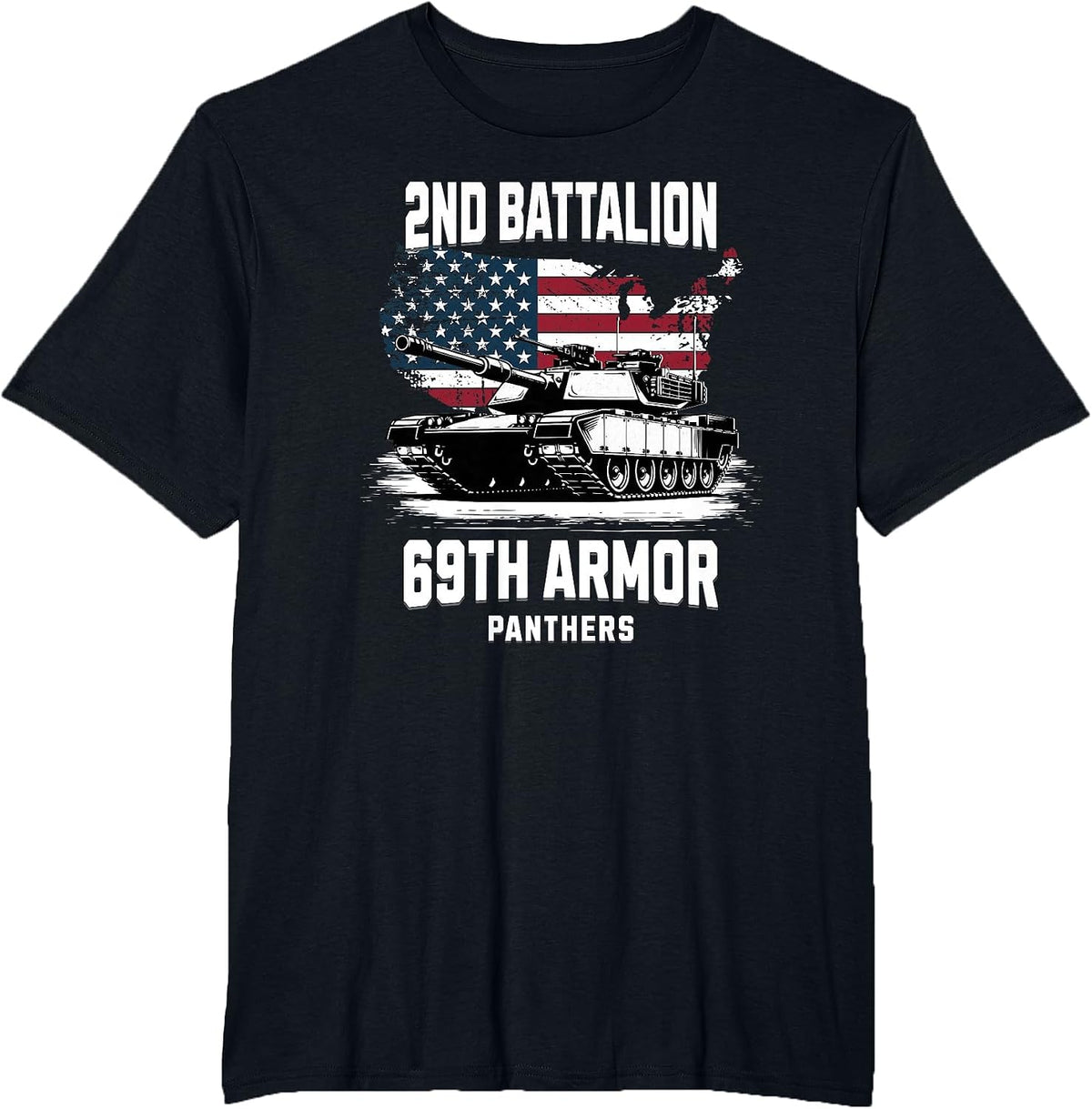 2nd Battalion 69th Armor M1 Abrams Tank Military Veteran T-Shirt - Black