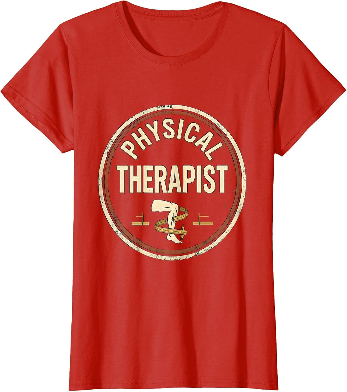 Physical Therapist Vintage Badge OT PT Work Wear T-Shirt - Red