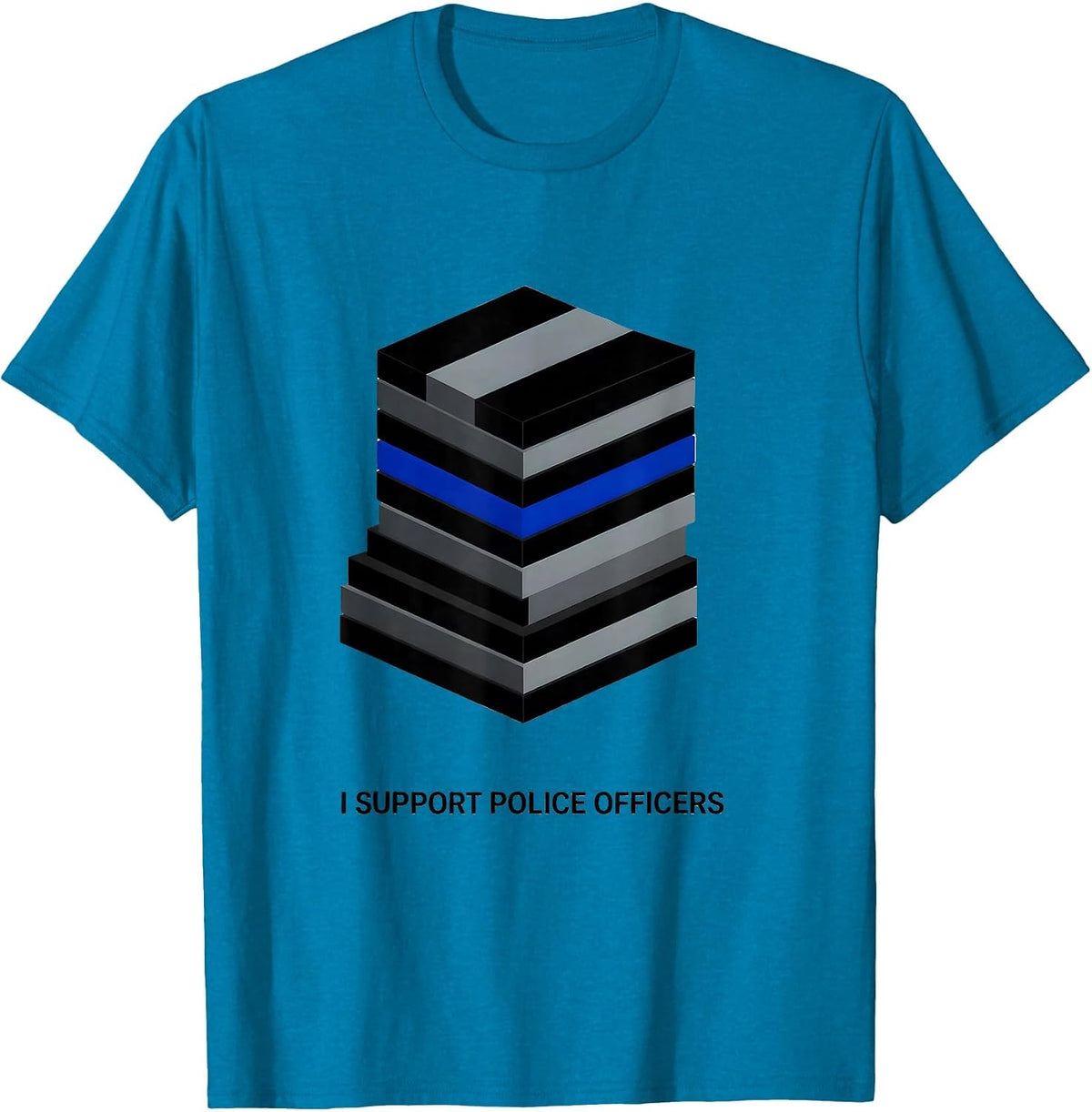 I Support Police Officers Patriotic Law Enforcement T-Shirt - Sapphire Blue