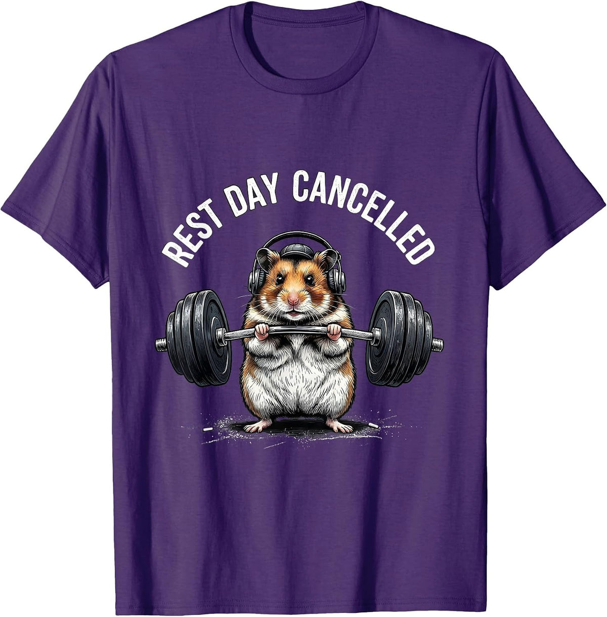 Rest Day Cancelled Funny Hamster Weightlifting Gym Meme T-Shirt - Purple