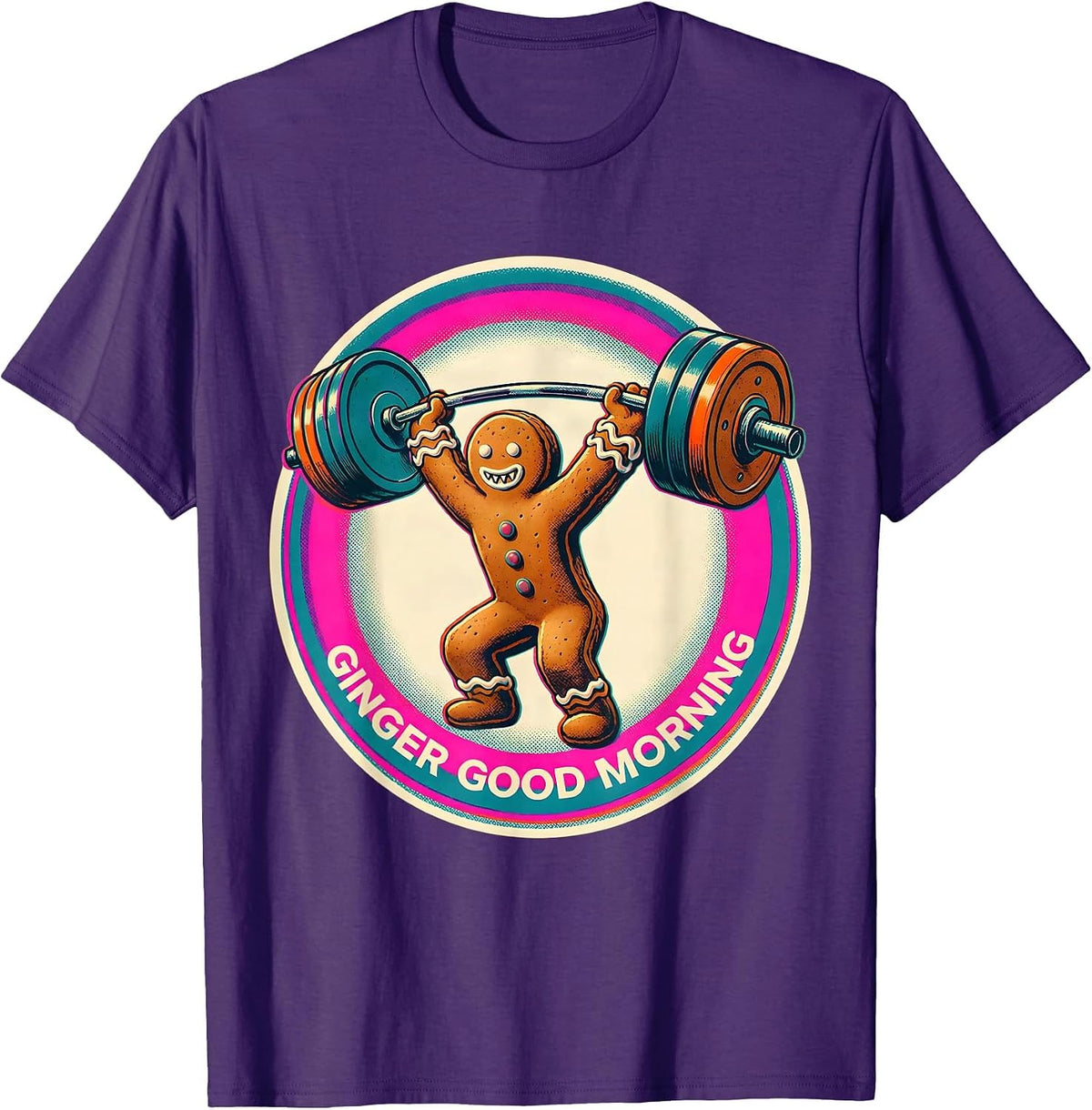 Men's Ginger Good Morning Risograph Funny Gingerbread Man Gym T-Shirt - Purple