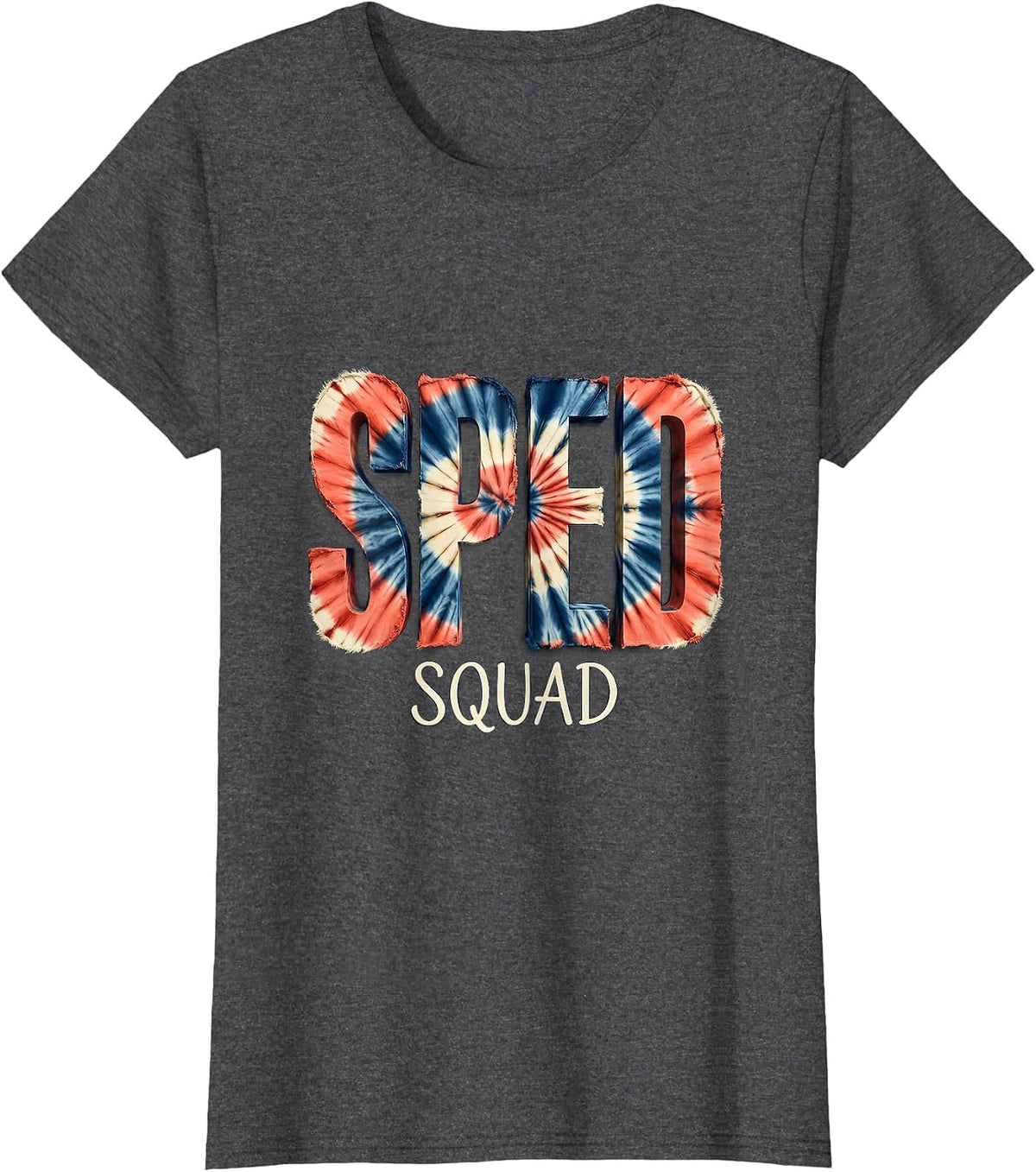 Women's SPED Squad Tie Dye Back To School Appreciation Day Workwear T-Shirt - Dark Heather Grey