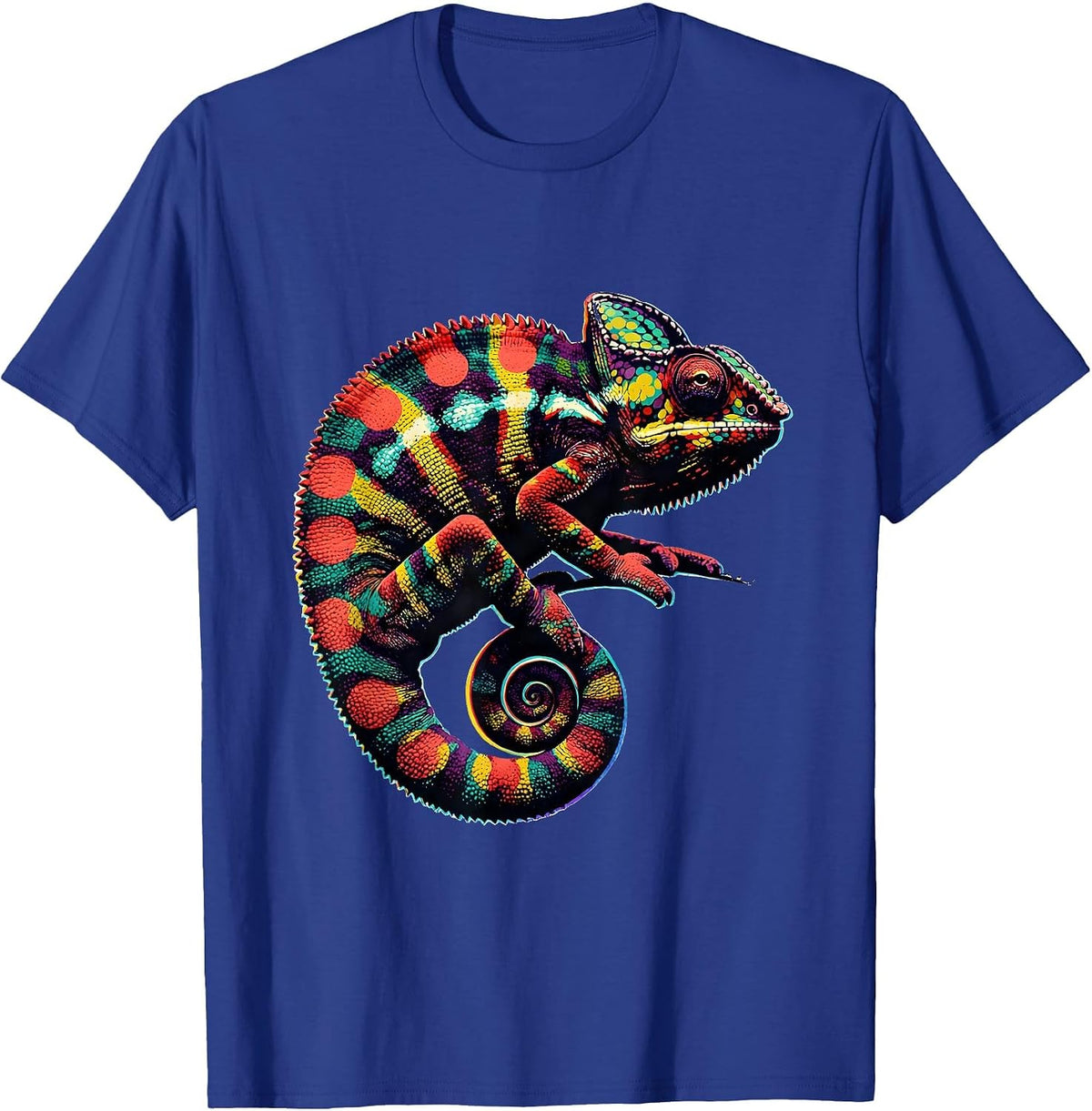 Men's Dot Day Chameleon Multicolored Spots Illustration T-Shirt - Royal Blue