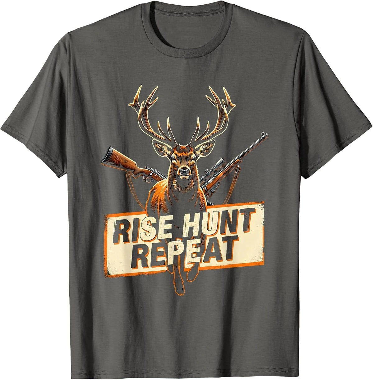 Men's Rise Hunt Repeat Hunting Graphic Design T-Shirt - Asphalt Grey
