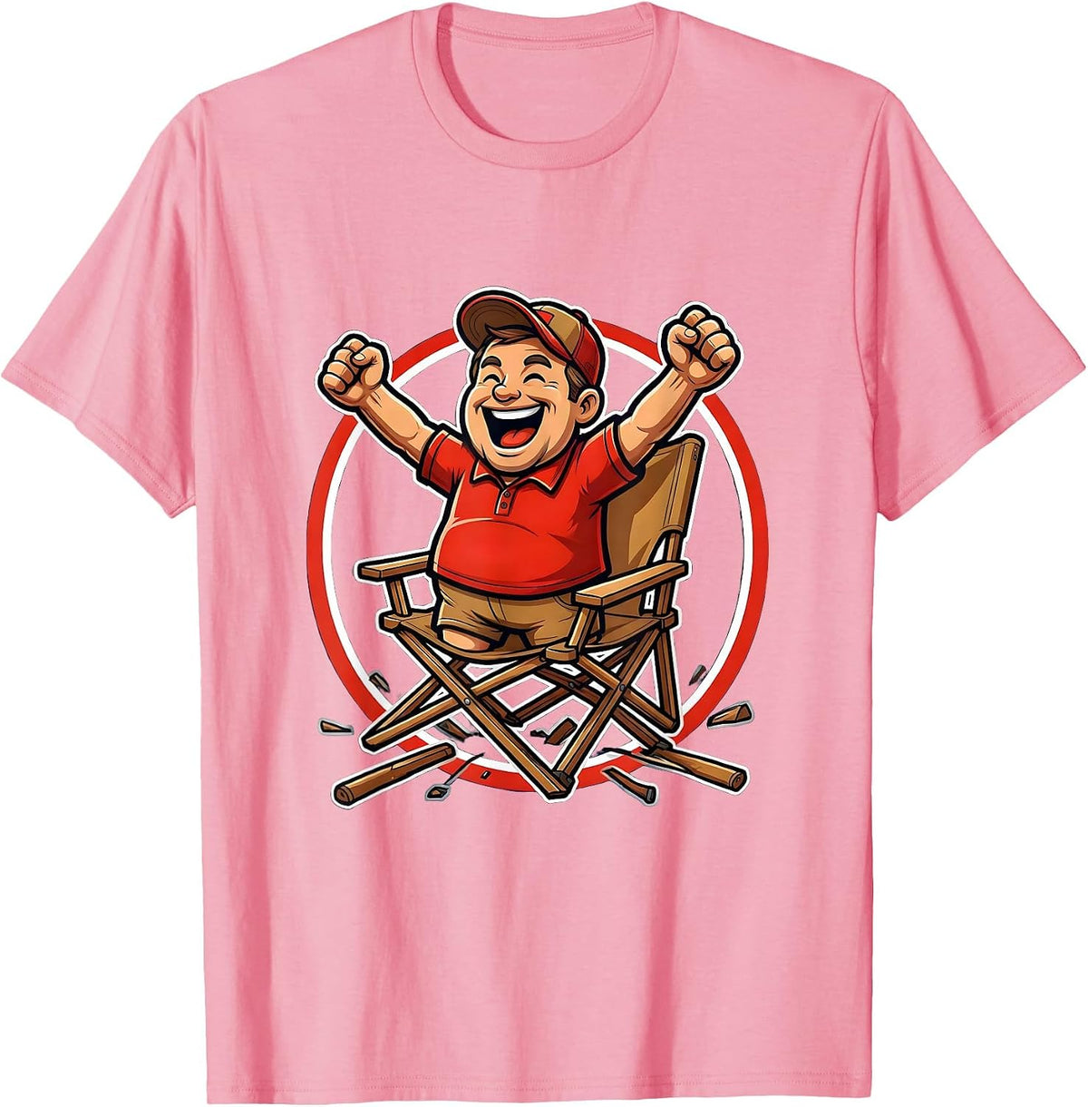 Men's Soccer Dad Sideline Superfan Cheering Illustration T-Shirt - Pink