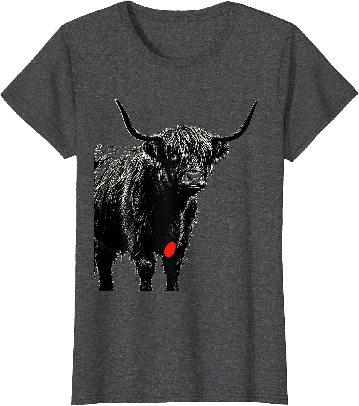 Women's Highland Cow Whimsical Humor Cute Animal Fan T-Shirt - Dark Heather Grey