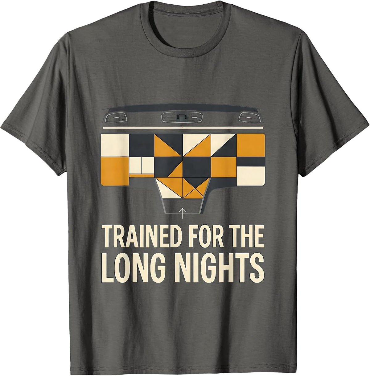 Trained For The Long Nights Social Worker Appreciation Quilt T-Shirt - Asphalt Grey