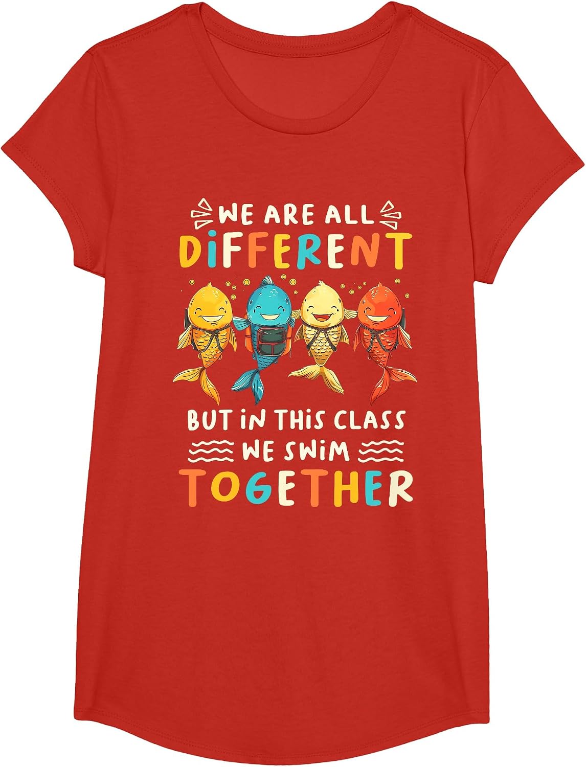 Special Education Sped Teacher Student We Swim Together Kids T-Shirt - Girls Red