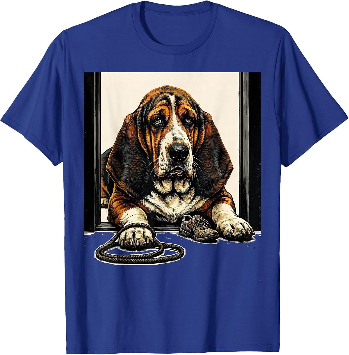 Basset Hound Floor Sprawl Funny Dog Lover Gift T-Shirt - Royal Blue