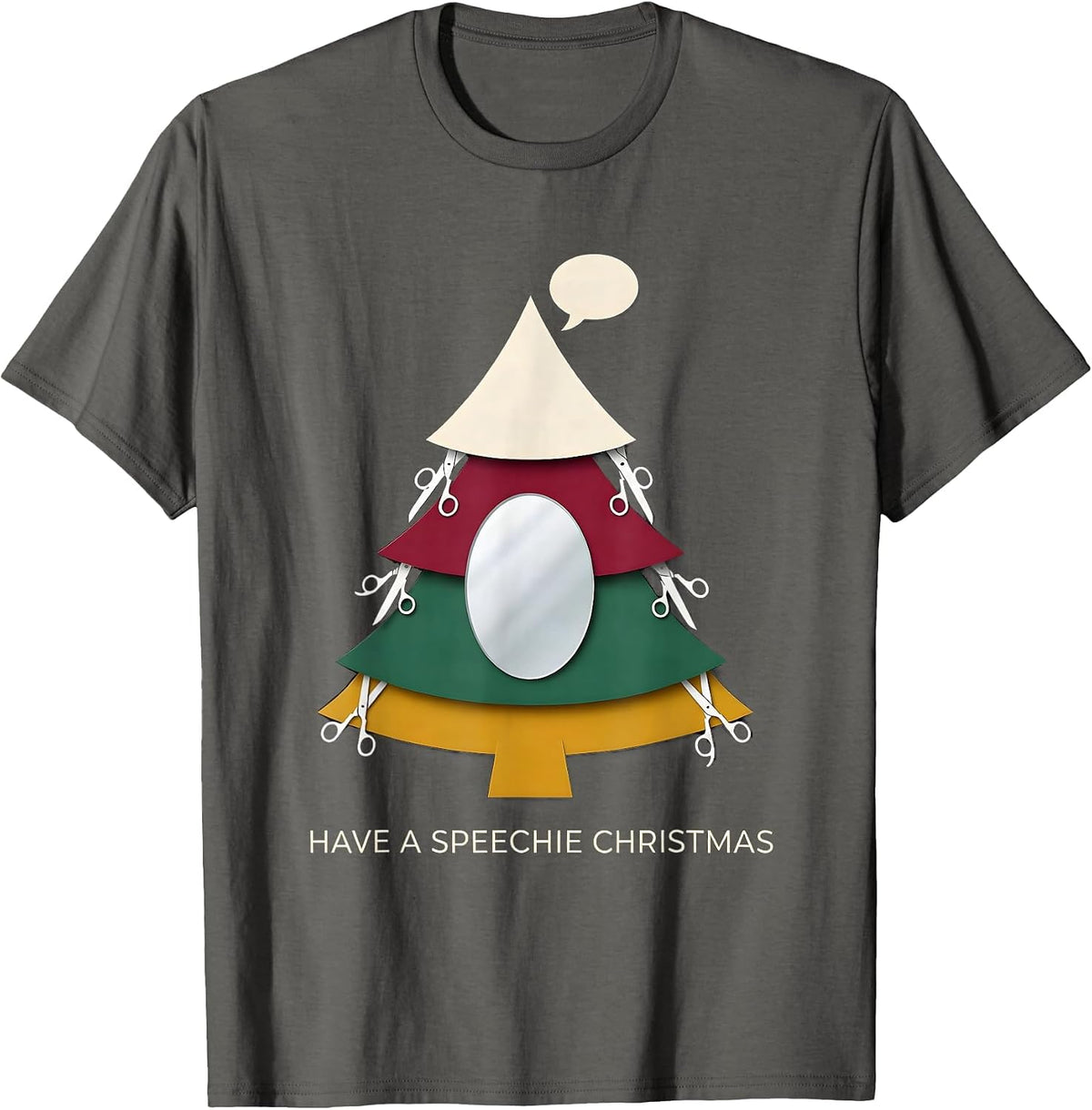Have a Speechie Christmas Whimsical SLP Therapy Holiday T-Shirt - Asphalt Grey