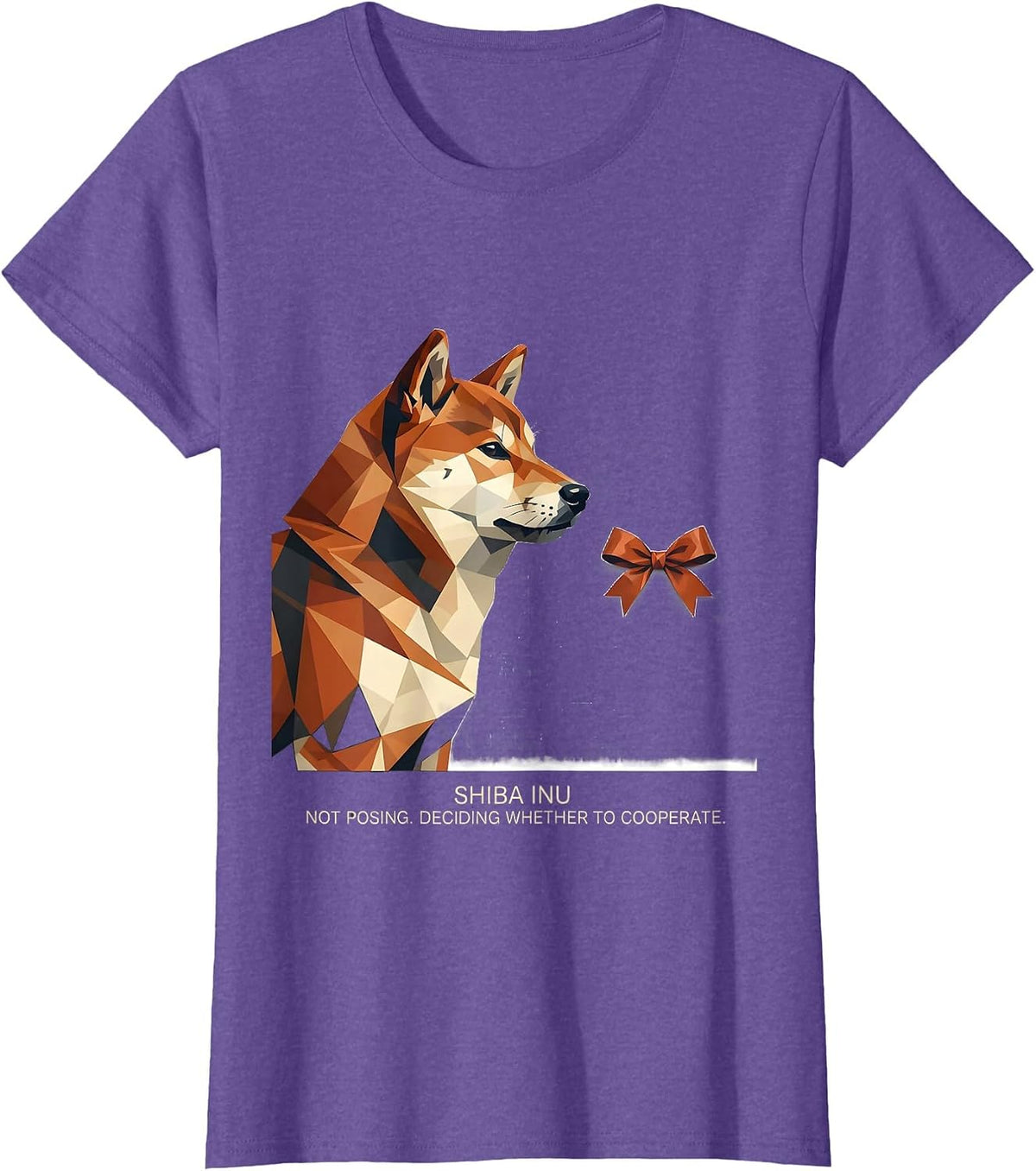 Shiba Inu. Not Posing. Deciding Whether To Cooperate. T-Shirt - Purple Heather