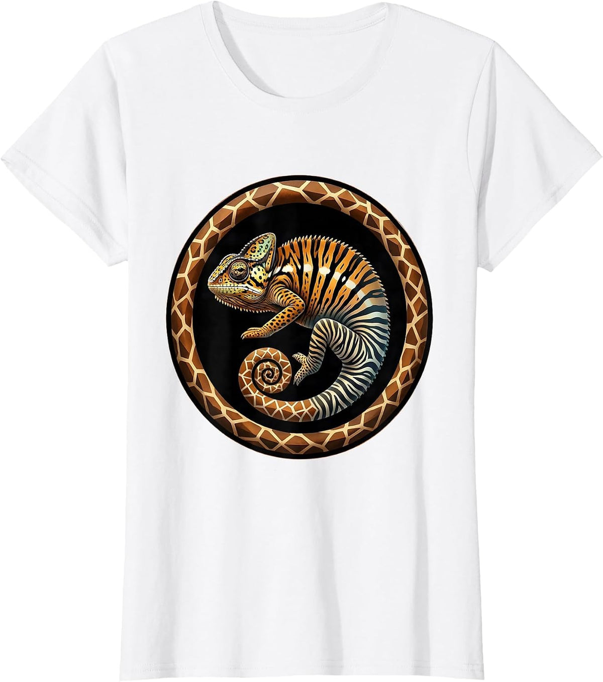 Women's Chameleon Animal Print Skin Shift Graphic T-Shirt - White