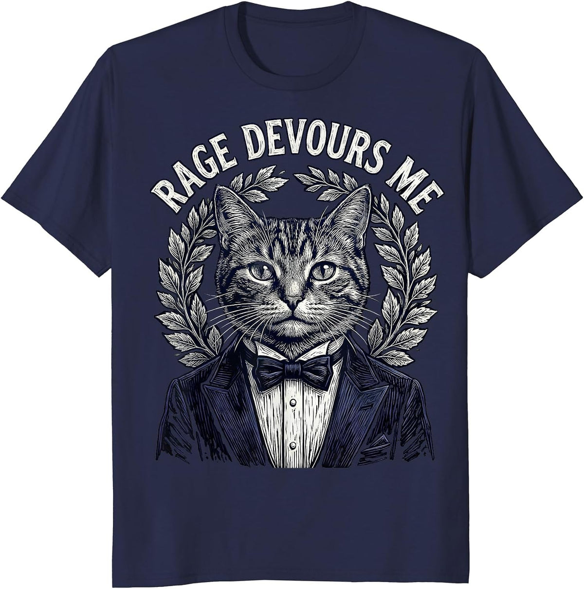 Rage Devours Me Funny Cat Meme Sarcastic T-Shirt - Navy Blue