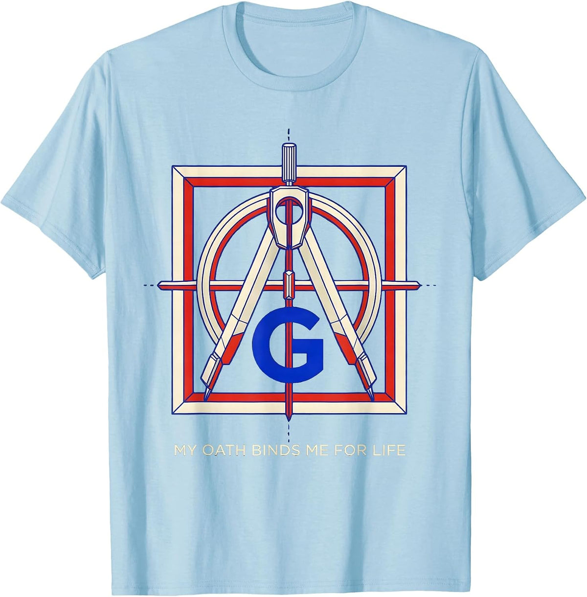 Men's My Oath Binds Me For Life Geometric Freemason Square T-Shirt - Baby Blue