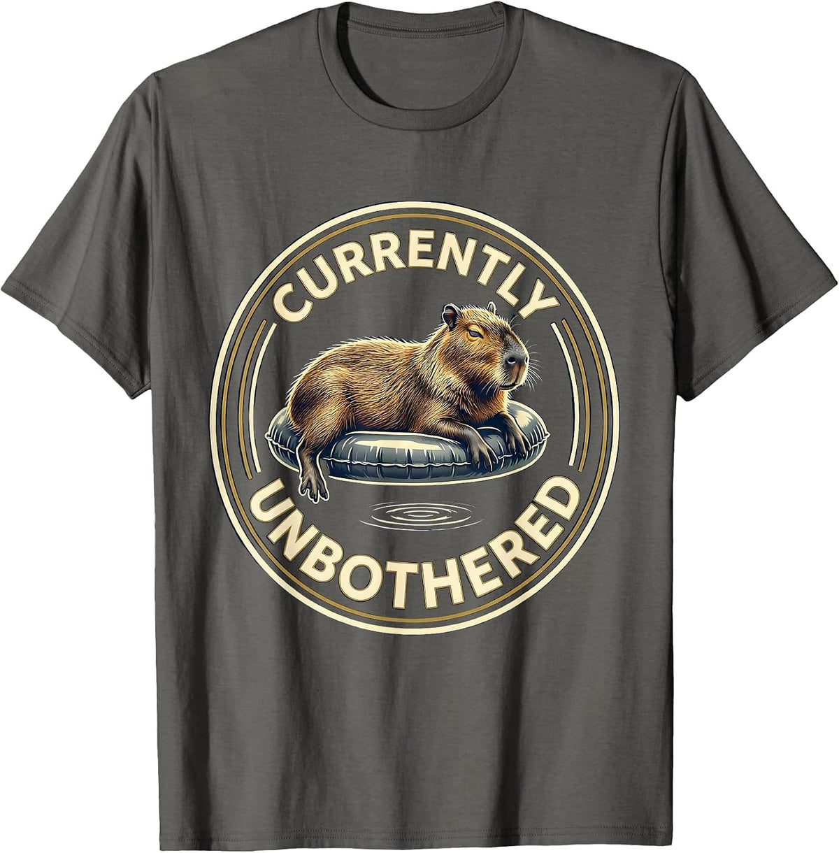 Men's Currently Unbothered Bold Capybara Meme Animal Lover Humor T-Shirt - Asphalt Grey