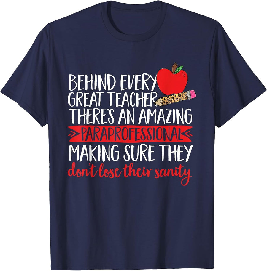 Amazing Paraprofessional Teacher Assistant T-Shirt - Navy Blue