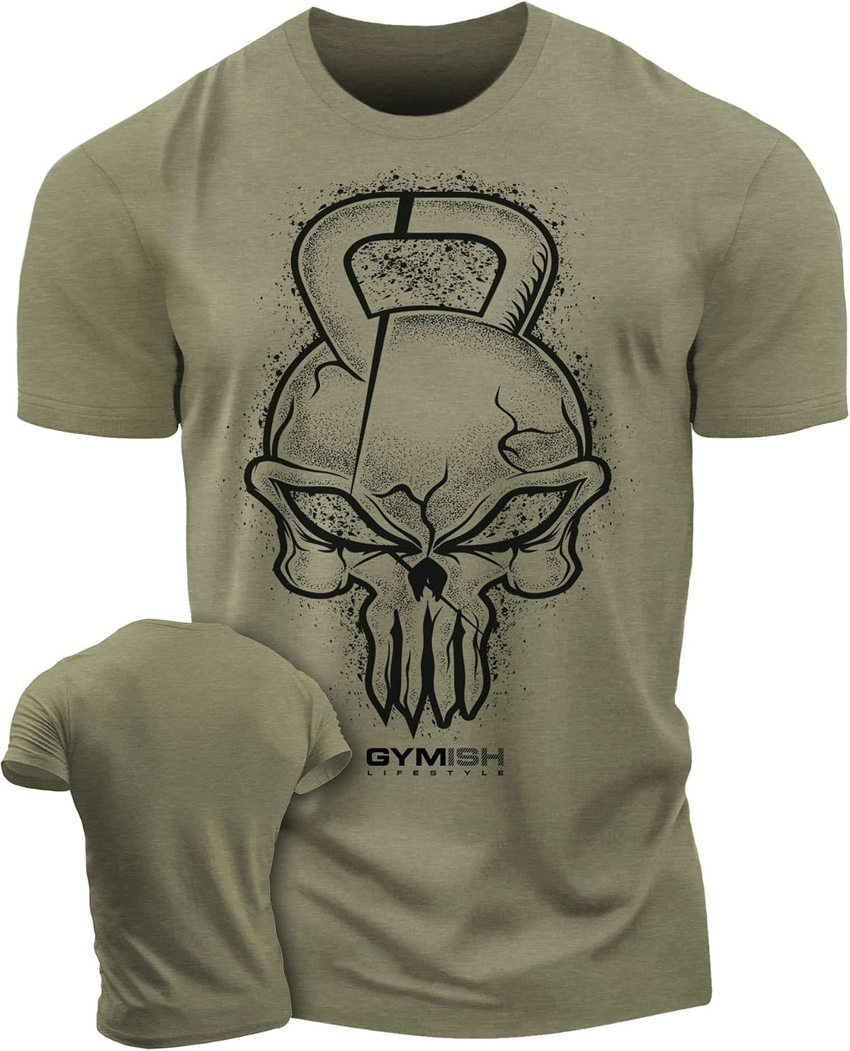 Gym Reaper Skull Graphic Shirt Men's Funny Gym Workout Motivation Tee - 1. Gym Reaper Military Green