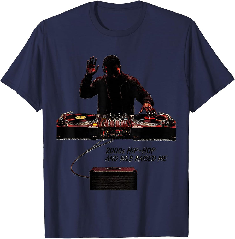 2000s Hip-Hop and R&B Raised Me Retro Music Lover Vintage T-Shirt - Navy Blue