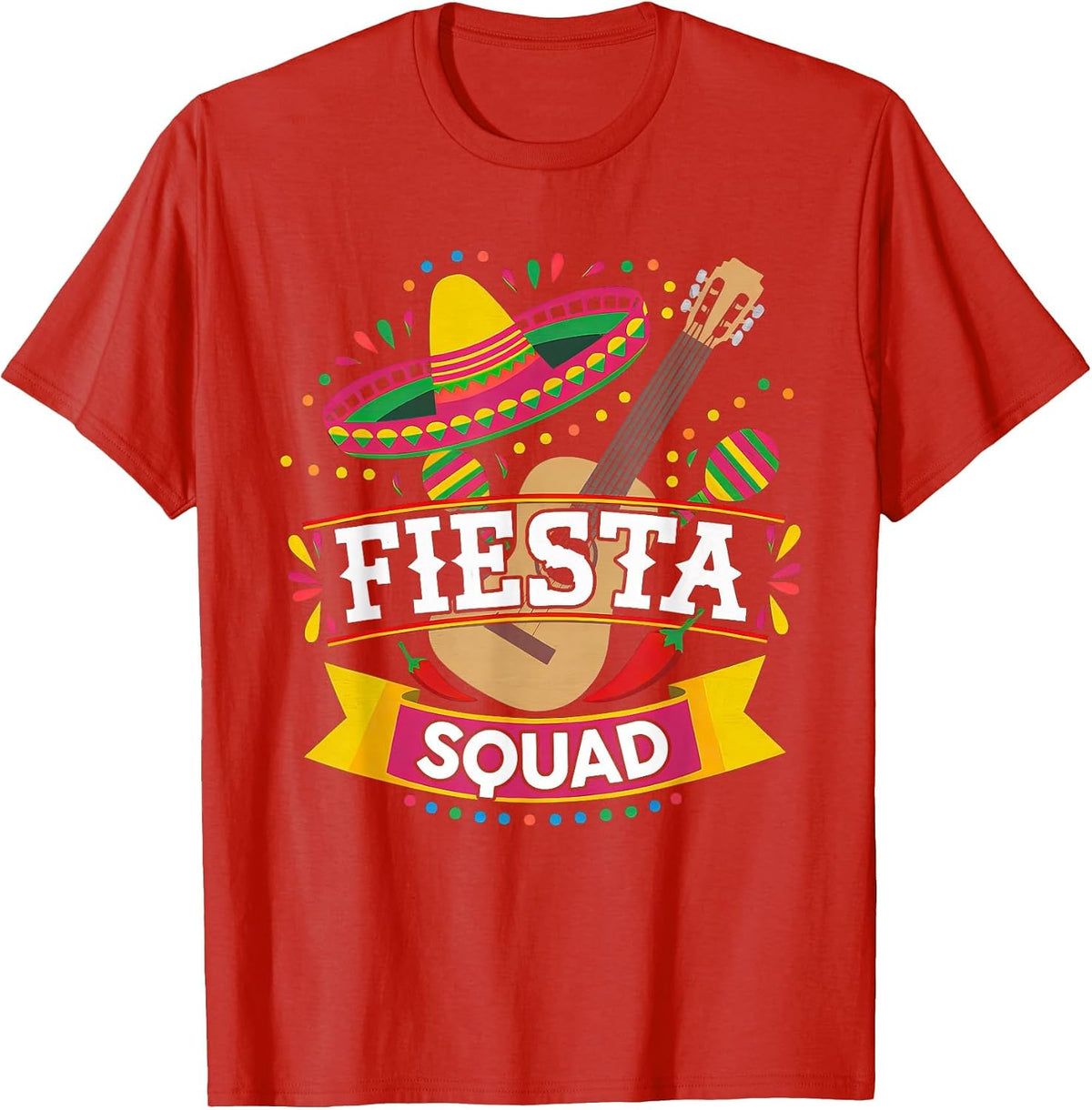 Fiesta Squad Cinco De Mayo Funny Mexican Party Cinco De Mayo T-Shirt - Red