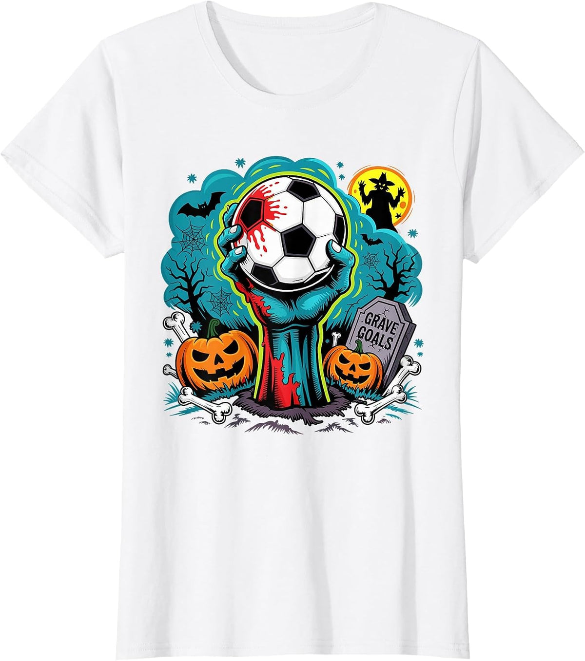 Grave Goals Zombie Soccer Halloween for Soccer Players T-Shirt - White
